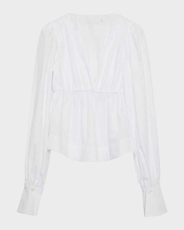 Dominique Pleated Cotton Poplin Top